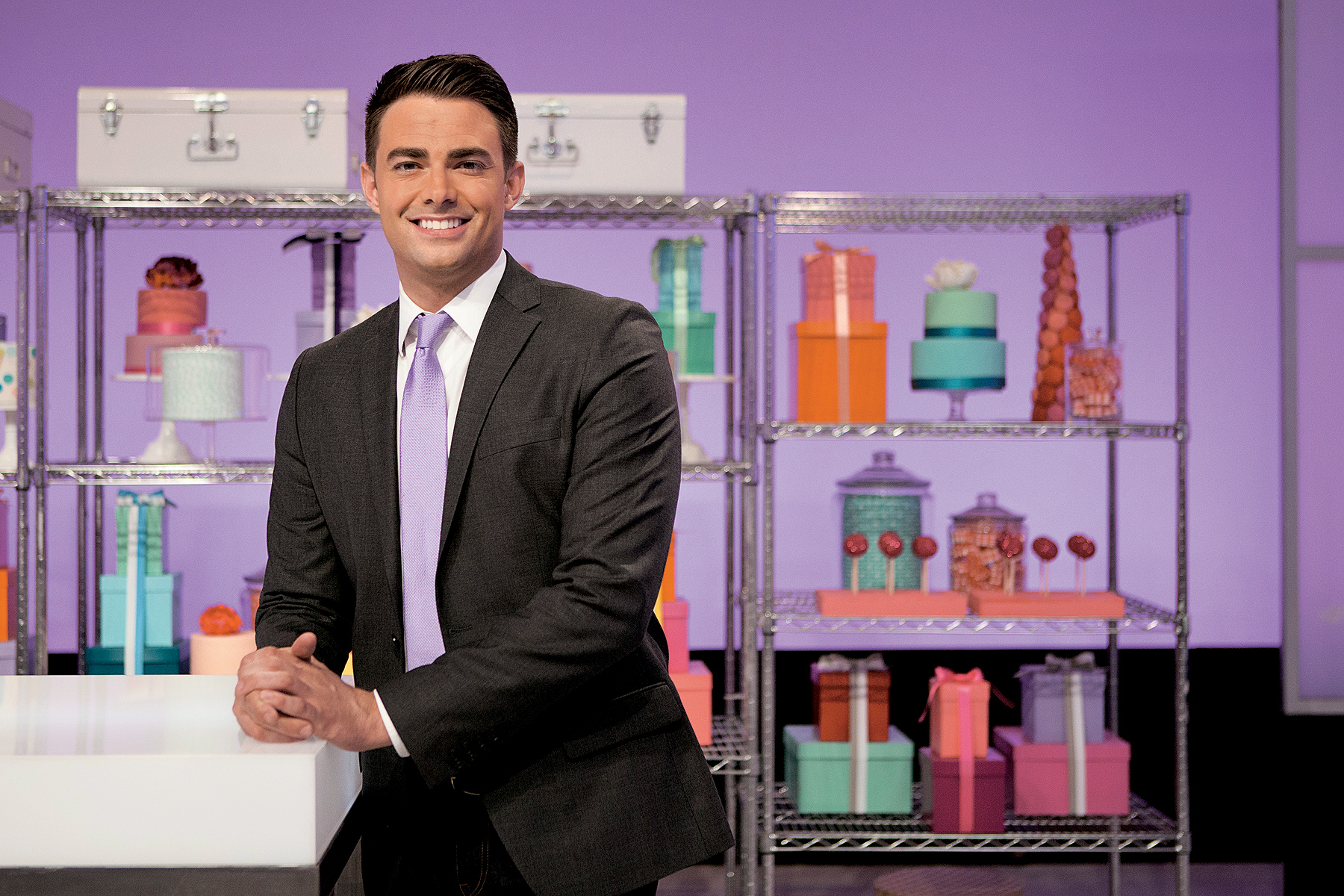 Host Jonathan Bennett poses for a photo, as seen on Food Network's Cake Wars