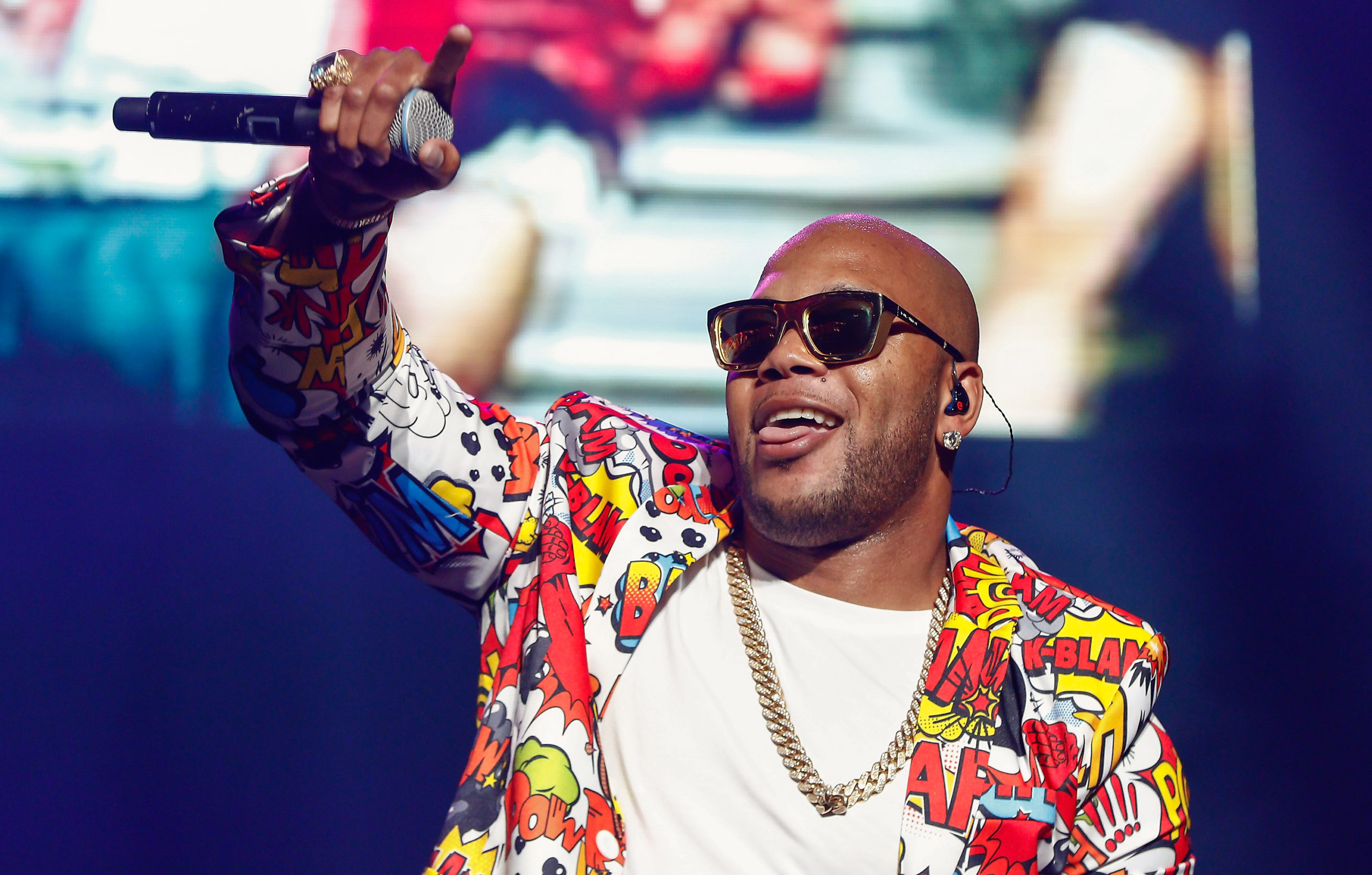 Flo Rida performs at the WZPL Birthday Bash on June 19, 2015