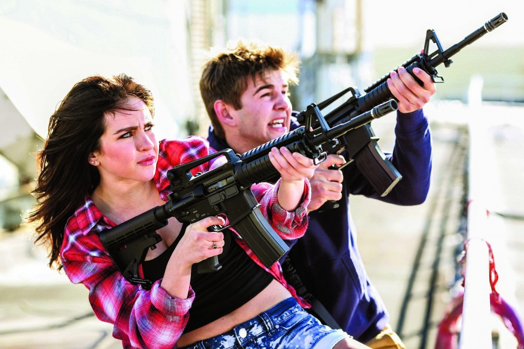 SHARKNADO 3: OH HELL NO! -- Pictured: (l-r) Ryan Newman as Claudia Shepard, Jack Griffo as Billy -- (Photo by: Raymond Liu/Syfy)