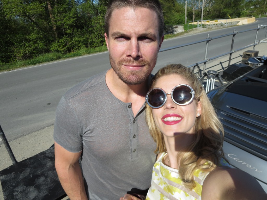Stephen Amell and Emily Bett Rickards, out of character.