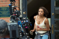 Kat Graham on set of The Vampire Diaries