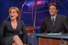 Jon Stewart with Gillian Anderson