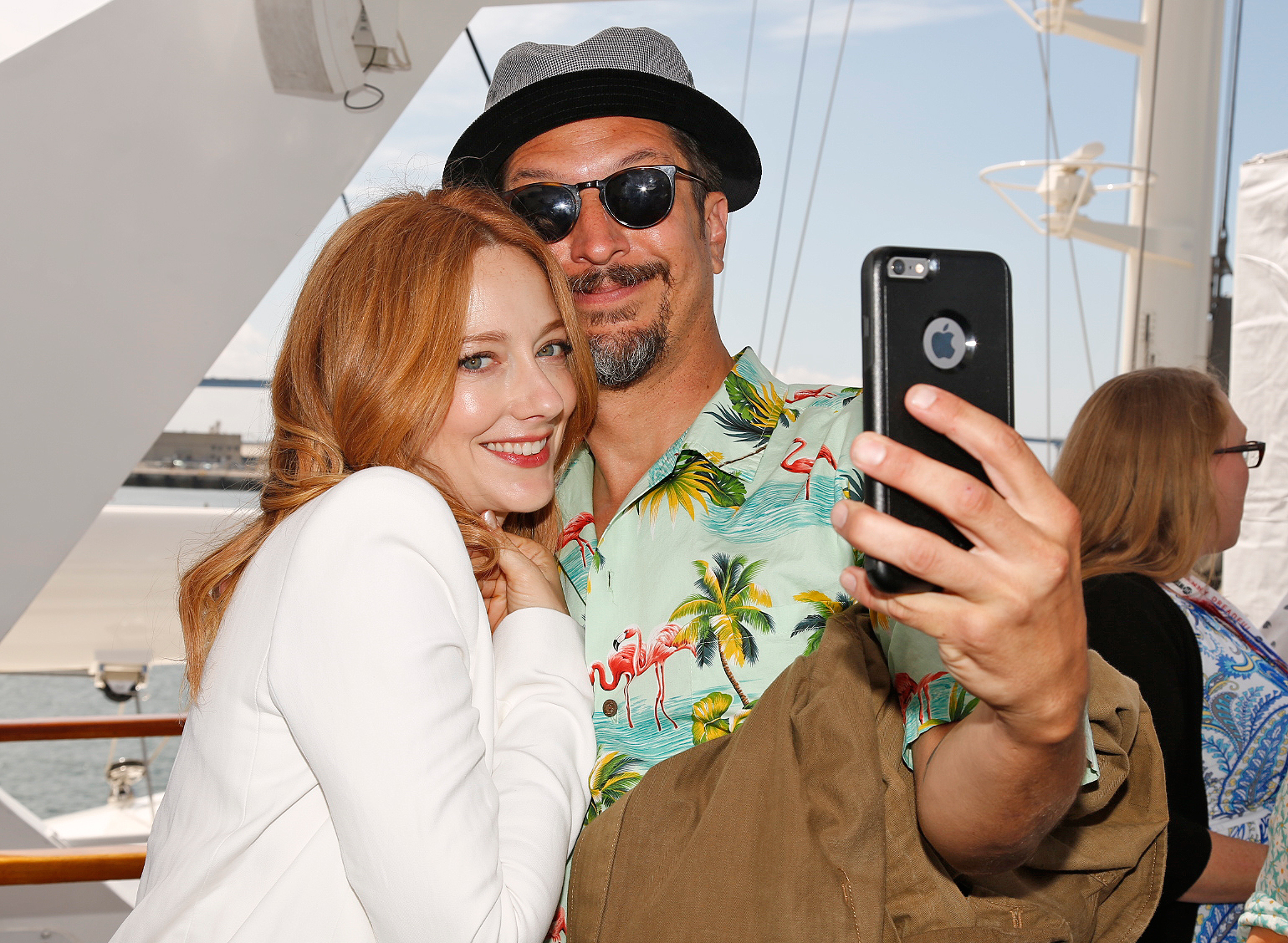 Archer's Judy Greer and Lucky Yates pose at Comic-Con15