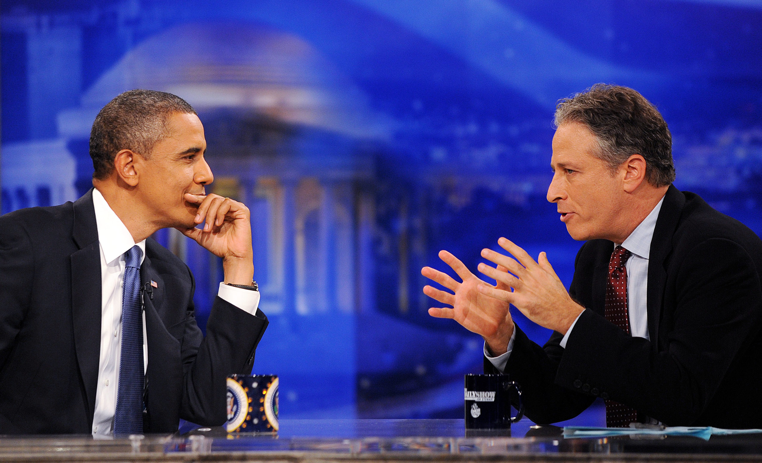 Jon Oliver and Barack Obama on The Daily Show