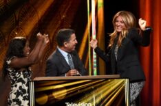 Actress Uzo Aduba, Television Academy Chairman & CEO Bruce Rosenblum, and Television Presenter Cat Deeley present the 67th Primetime Emmy Awards nominations