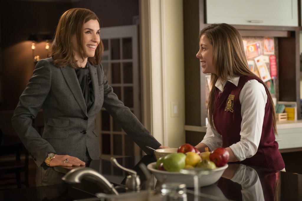 "Wanna Partner" -- When Alicia (Julianna Margulies) gets a suspicious call from a client, she discovers that he's being held in a secret police facility where people are detained without being officially booked on THE GOOD WIFE, SUNDAY, MAY 10 (9:00-10:00 PM, ET/PT), on the CBS Television Network. Michael J. Fox guest stars. Also pictured Makenzie Vega as Grace Florrick Photo: Jeff NeumannÃÂ©2015 CBS Broadcasting, Inc. All Rights Reserved