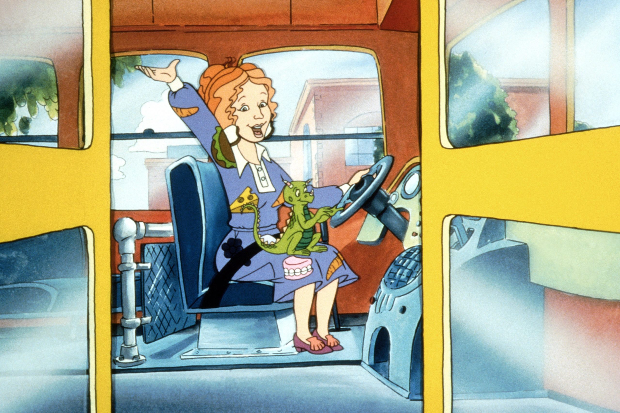 THE MAGIC SCHOOL BUS, (from left): Ms. Valerie Frizzle with Liz the chameleon, 1994-97. photo: ©