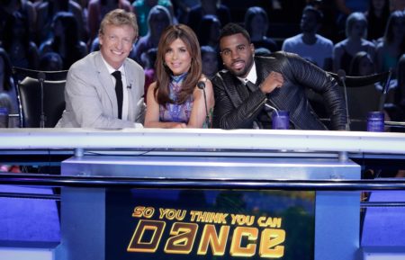 Resident judges Nigel Lythgoe, Paula Abdul, and Jason Derulo on So You Think You Can Dance