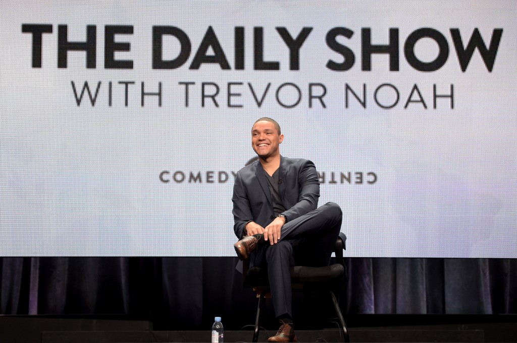 Trevor Noah speaks onstage during 'The Daily Show with Trevor Noah' TCA panel in 2015