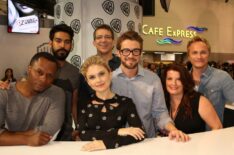 iZombie cast at Comic-Con - Malcolm Goodwin, Rahul Kohli, Rose McIver, executive producer Rob Thomas, Robert Buckley, executive producer Diane Ruggiero-Wright, and David Anders