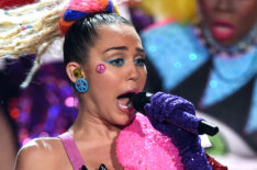 Miley Cyrus onstage during the 2015 MTV Video Music Awards