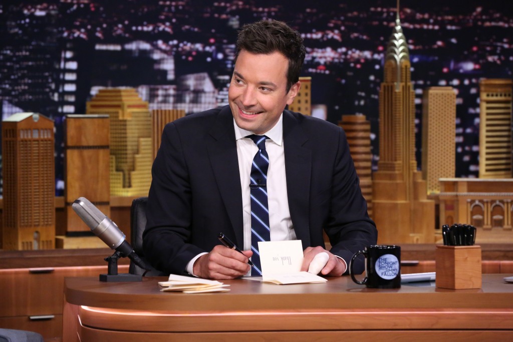 THE TONIGHT SHOW STARRING JIMMY FALLON -- Episode 0313 -- Pictured: Host Jimmy Fallon during Thank You Notes on August 14, 2015 -- (Photo by: Douglas Gorenstein/NBC/NBCU Photo Bank via Getty Images)