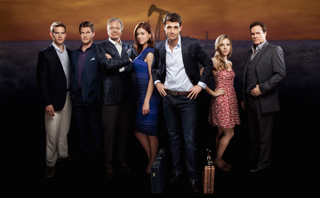 LONE STAR, (from left): Bryce Johnson, Mark Deklin, Jon Voight, Adrianne Palicki, James Wolk, Eloise Mumford, David Keith, (Season 1), 2010. photo: 