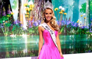 BATON ROUGE, LA - JULY 12: Miss USA Olivia Jordan of Oklahoma poses on stage at the 2015 Miss USA Pageant Only On ReelzChannel at The Baton Rouge River Center on July 12, 2015 in Baton Rouge, Louisiana. (Photo by Lee Celano/Getty Images for Miss USA)