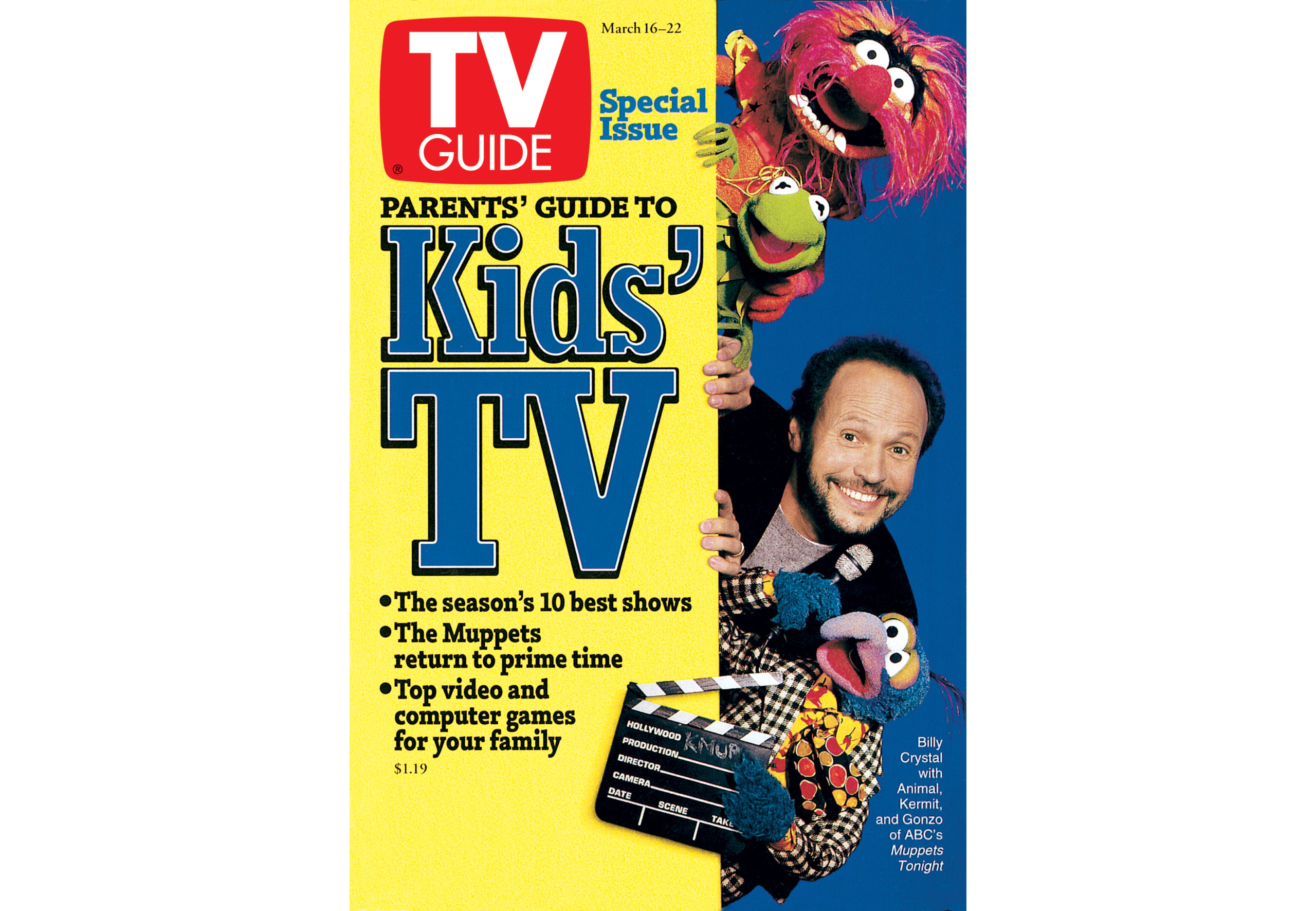 The Muppets with Billy Crystal on the cover of TV Guide Magazine - March 16, 1996