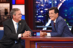 Republican Presidential candidate Jeb Bush chats with Stephen on the premiere of The Late Show with Stephen Colbert