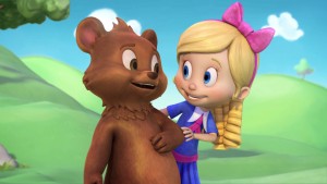 GOLDIE & BEAR - "Goldie & Bear," a fairy tale-inspired adventure series for preschoolers premiering in Fall 2015, follows the fairytale adventures of newfound friends Goldie and Bear, following the renowned porridge incident of "Goldilocks and The Three Bears." (Disney Junior) BEAR, GOLDIE