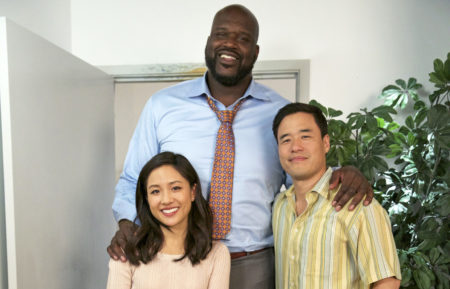 Shaquille O'Neal with Constance Wu and Randall Park of Fresh Off the Boat