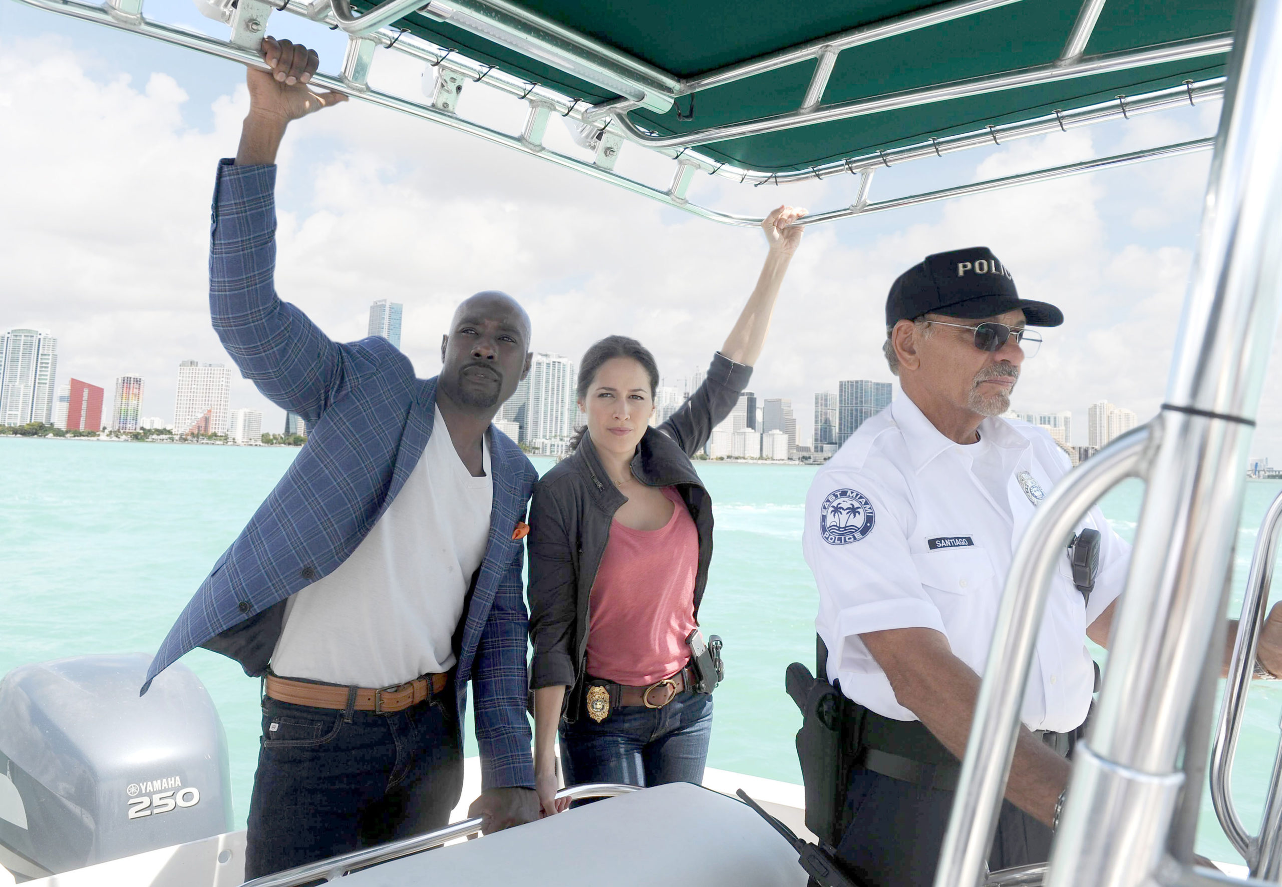 Morris Chestnut as Dr. Beaumont Roswood, Jr. and Jaina Lee Ortiz as Det. Villa. in Rosewood