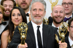 Jon Stewart and the writers of The Daily Show with Jon Stewart win Outstanding Variety Talk Series and Outstanding Writing for a Variety Series at the 67th Annual Primetime Emmy Awards