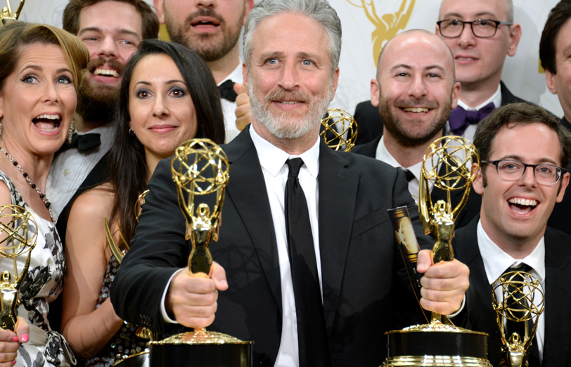 Jon Stewart and the writers of The Daily Show with Jon Stewart win Outstanding Variety Talk Series and Outstanding Writing for a Variety Series at the 67th Annual Primetime Emmy Awards