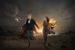 Picture shows: Peter Capaldi as the Doctor and Jenna Coleman as Clara