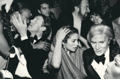 Celebrities during New Year's Eve party at Studio 54: Halston, Bianca Jagger, Jack Haley Jr. and wife Liza Minnelli and Andy Warhol