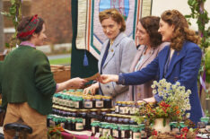 Home Fires - Clare Calbraith as Steph Farrow, Claire Price as Miriam Brindsley, Claire Rushbrook as Pat Simms, and Ruth Gemmell as Sarah King