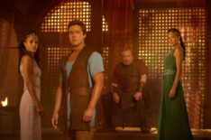 Of Kings and Prophets - Maisie Richardson-Sellers as Michal, Olly Rix as David, Ray Winstone as King Saul, and Simone Kessell as Ahinoam
