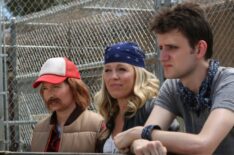 Lennon Parham as Maggie Caruso, Jessica St. Clair as Emma Crawford, Zach Woods as Zach Harper in Playing House - Season 2