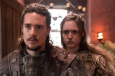 Alexander Dreymon (as Uhtred) with Emily Cox (as Brida) - The Last Kingdom - Episode 2