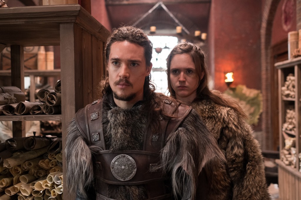 Alexander Dreymon (as Uhtred) with Emily Cox (as Brida) - The Last Kingdom - Episode 2