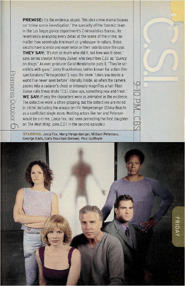 TV Guide Magazine's 2000 review of CSI