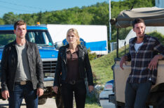 Lucas Bryant as Nathan Wuornos, Emily Rose as Audrey Parker, Eric Balfour as Duke Crocker in Haven - 'New World Order'