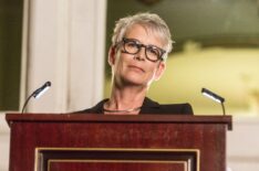 Jamie Lee Curtis as Dean Cathy Munsch in the 'Chainsaw' time period premiere episode of Scream Queens