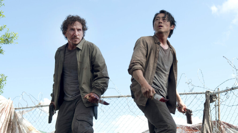 Michael Traynor as Nicholas and Steven Yeun as Glenn in The Walking Dead