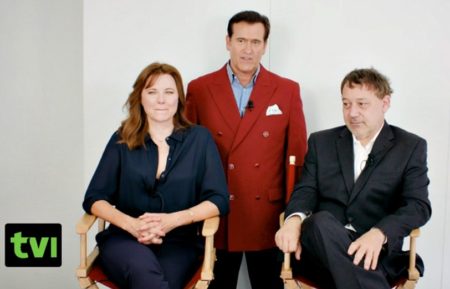 Ash vs. Evil Dead cast - Bruce Campbell, Lucy Lawless, Sam Raimi