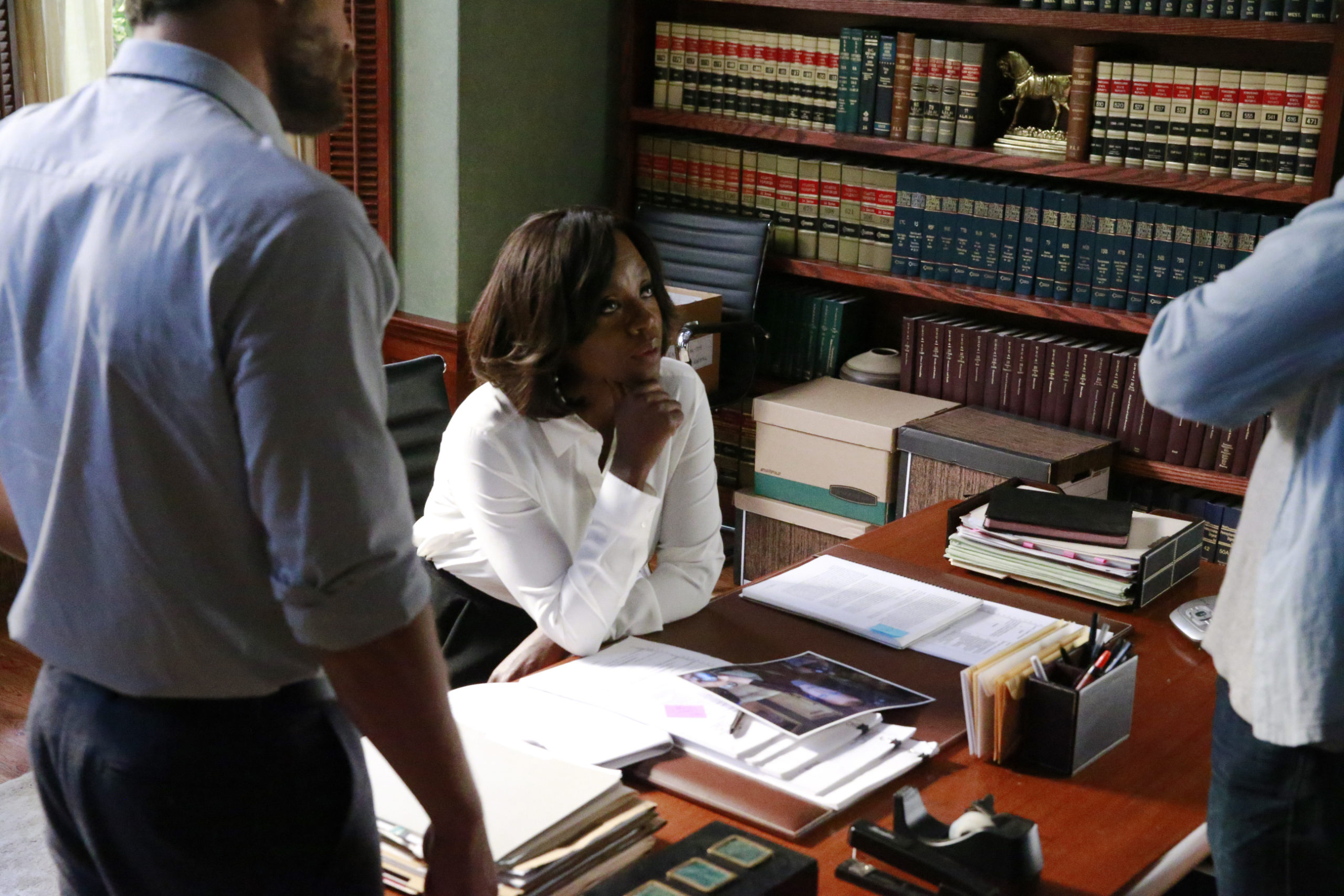 Viola Davis as Annalise at desk in How to Get Away With Murder