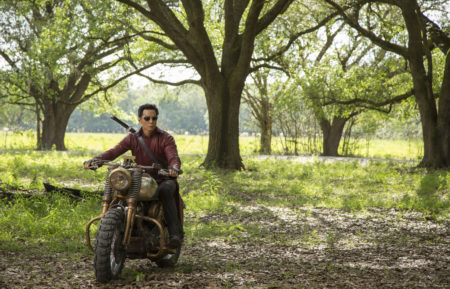 Daniel Wu as Sunny on a motorcycle in Into the Badlands - AMC