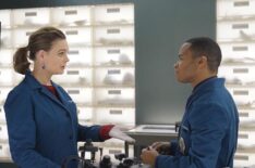Emily Deschanel and guest star Eugene Byrd in the 'The Promise in the Palace' episode of Bones