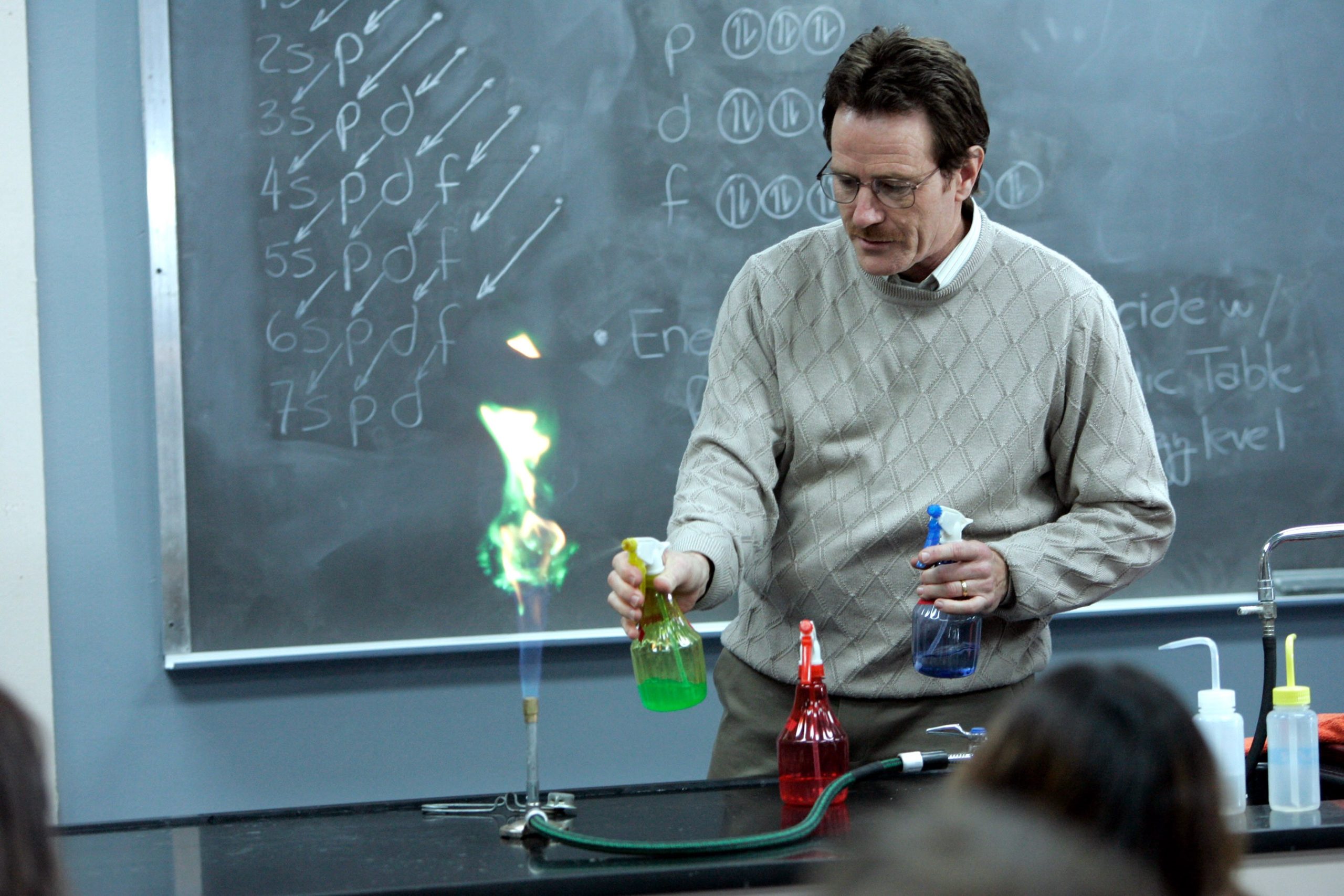 Bryan Cranston as a chemistry teacher in Breaking Bad