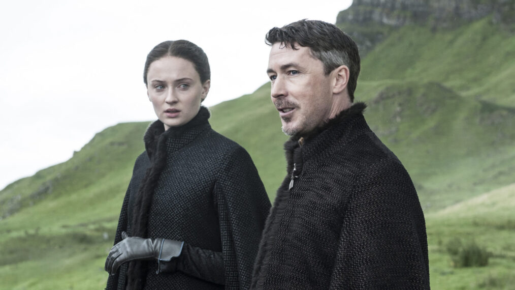 Sophie Turner and Aidan Gillen in Game of Thrones