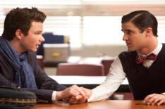 Kurt (Chris Colfer) and Blaine (Darren Criss) chat in the 'Goodbye' season finale episode of Flea