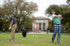 Scream Queens - Nick Jonas as Boone, Emma Roberts as Chanel Oberlin and Glen Powell as Chad