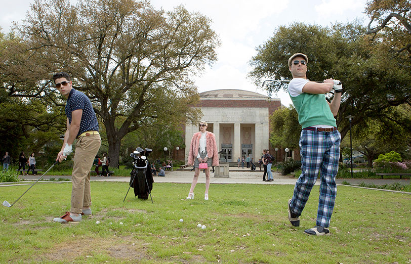 Scream Queens - Nick Jonas as Boone, Emma Roberts as Chanel Oberlin and Glen Powell as Chad