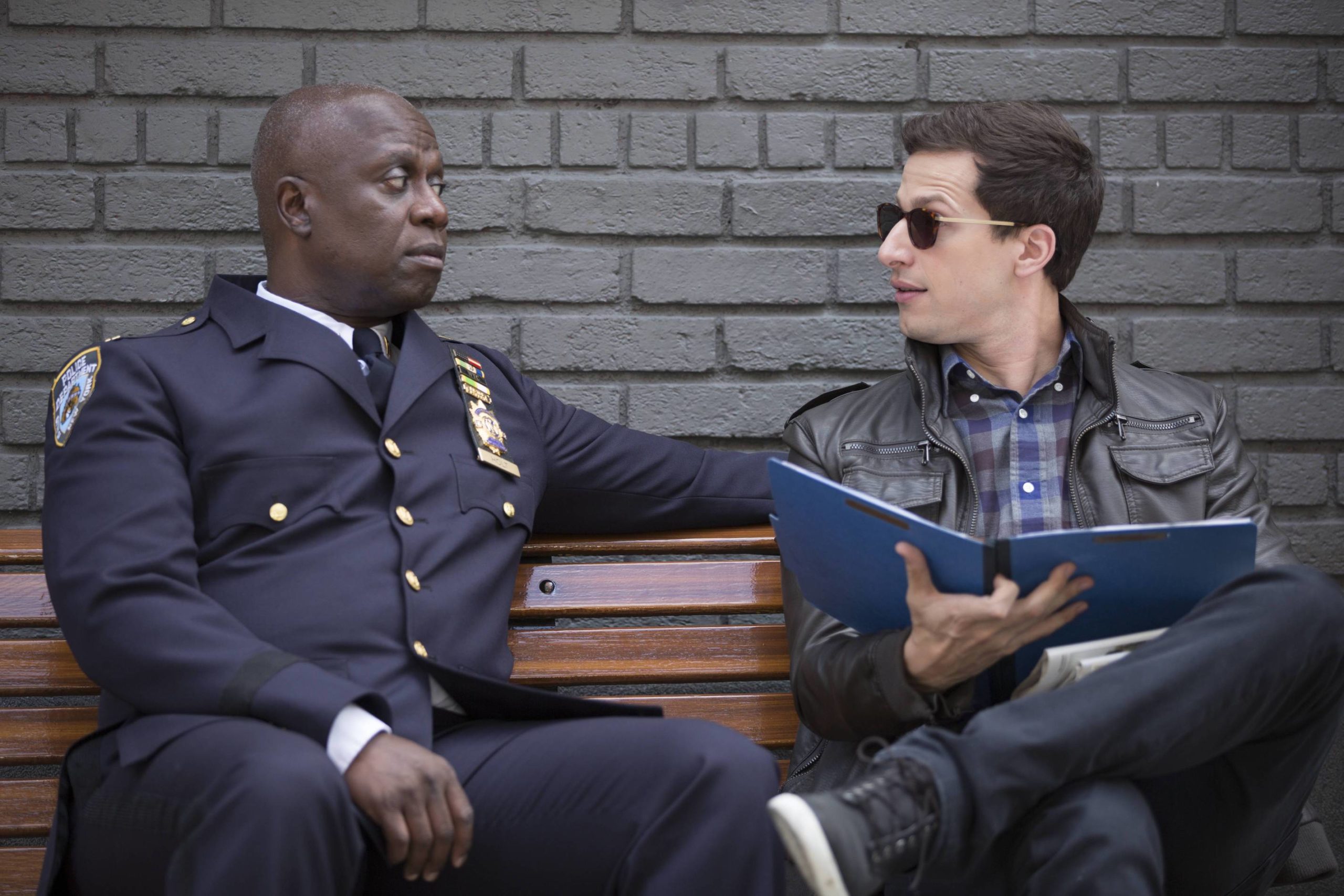 Capt. Holt (Andre Braugher) and Jake (Andy Samberg) in the 'The Oolong Slayer' episode of Brooklyn Nine-Nine