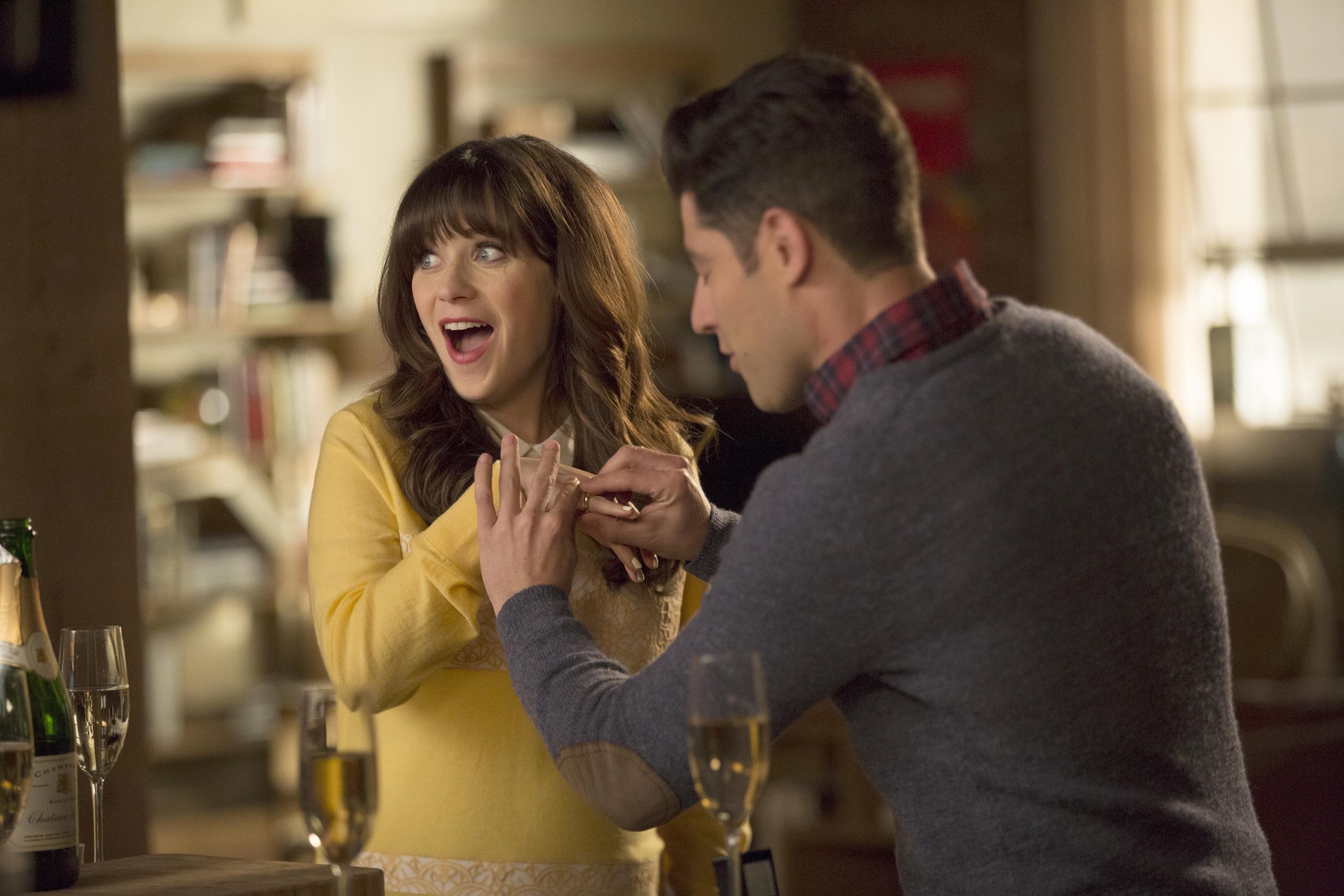 Zooey Deschanel and Max Greenfield in the 'Big Mama P' Season Five premiere episode of NEW GIRL