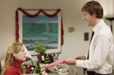 Jenna Fischer as Pam and John Krasinski as Jim in the 'A Benihana Christmas' episode of The Office