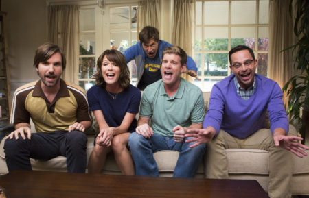 Jonathan Lajoie as Taco, Katie Aselton as Jenny, Mark Duplass as Pete, Stephen Rannazzisi as Kevin, Nick Kroll as Ruxin in The League