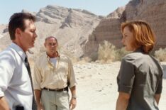 The X-Files - Agent John Doggett (Robert Patrick), Assistant Director Walter Skinner (Mitch Pileggi), and Agent Dana Scully (Gillian Anderson)